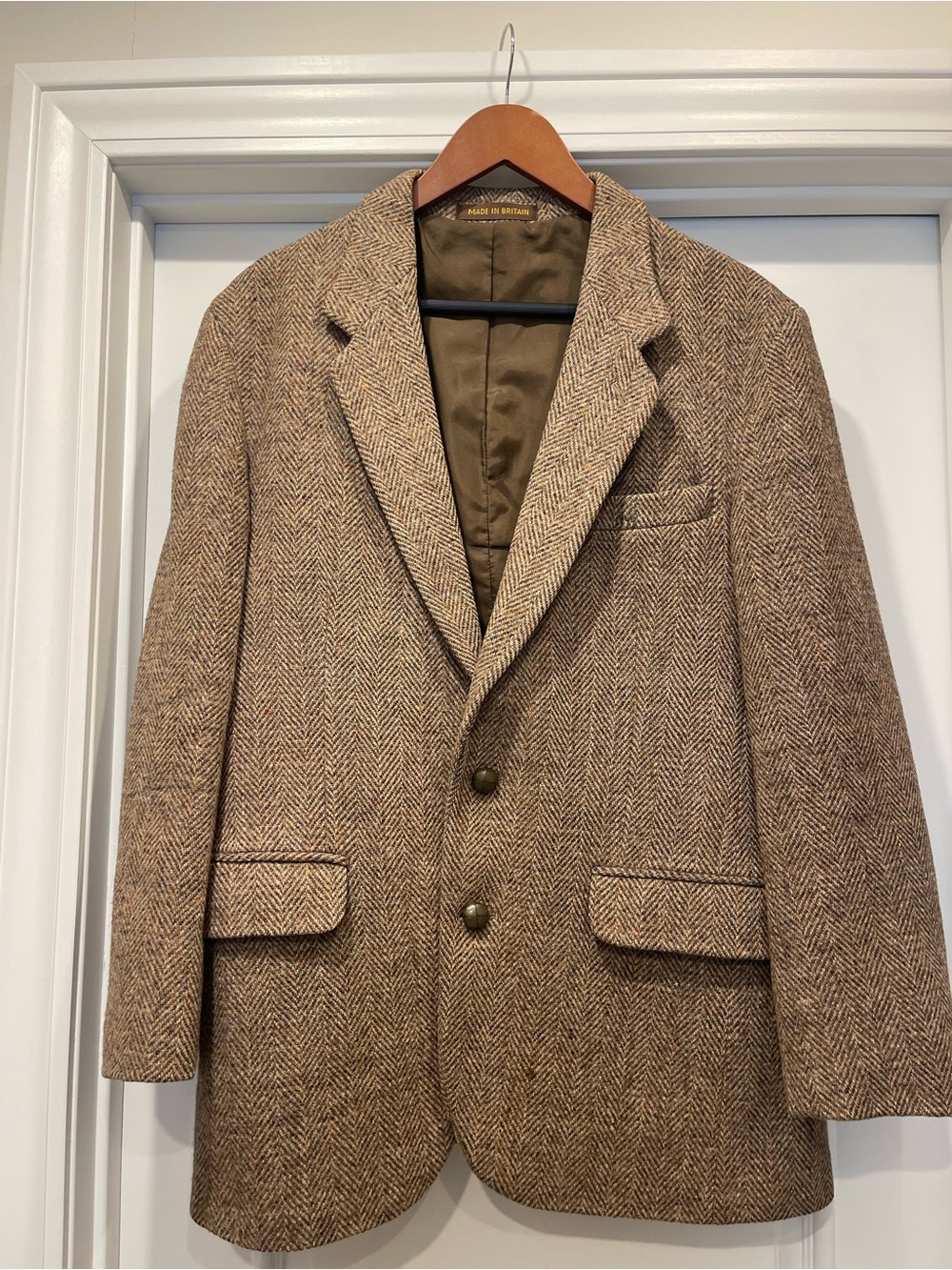 Men's Tan Herringbone Sport Coat - Classic Notch Lapel Dunn & Co